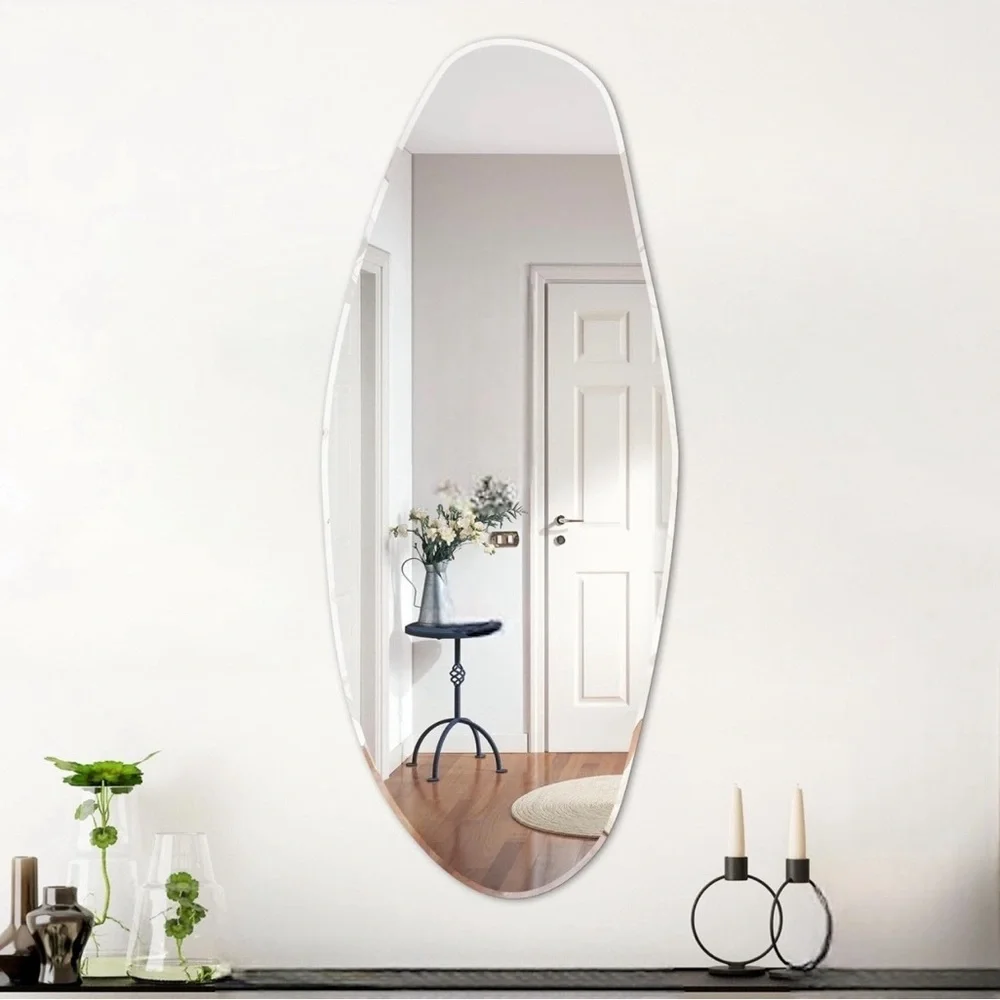 NEW West Elm Modern Full Length Boho Curved Assymetrical Wall Hanging Mirror 47